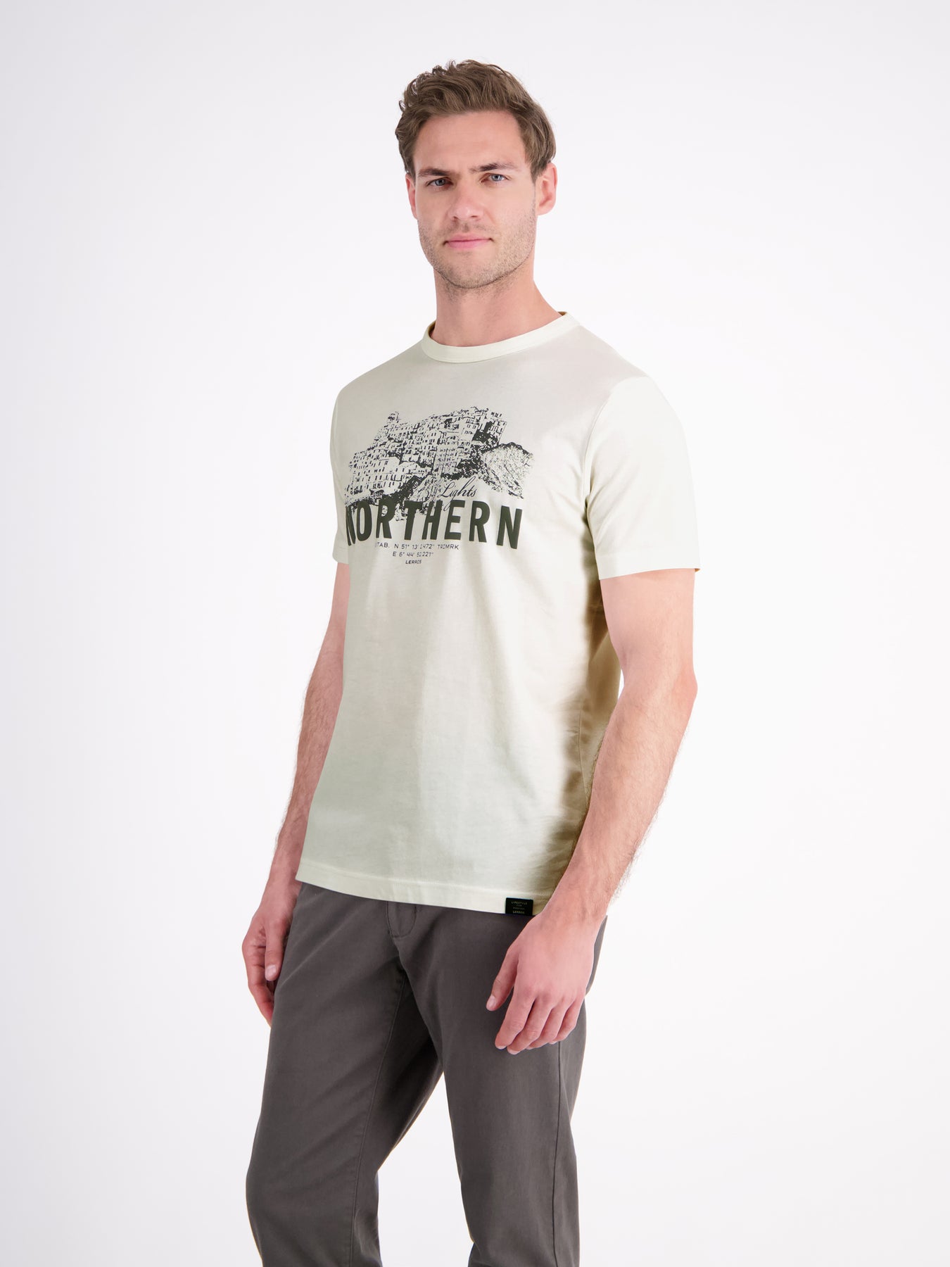 Unifarbenes T-Shirt mit Brustprint