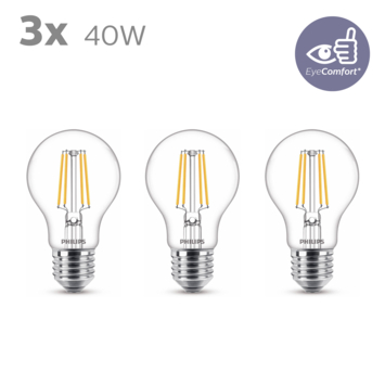 Philips LED peer E27 40W 3 stuks filament helder niet dimbaar