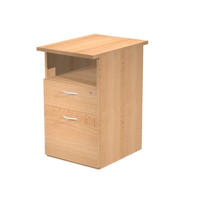 Caisson hauteur bureau Trend - L43xP60xH72 cm - 2 tiroirs dont 1 DS + 1 niche- imitation hêtre