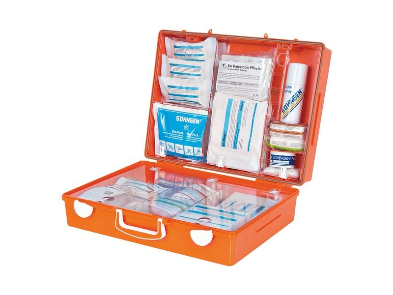 SÖHNGEN Erste-Hilfe-Set SPEZIAL, DIN 13157, Hotel & Gastron Erste-Hilfe-Koffer inklusive Wandhalterung