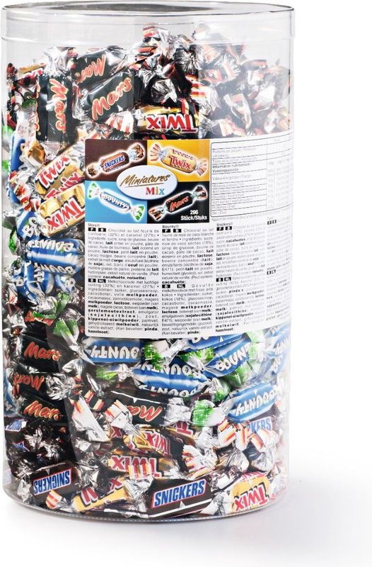 Mars - Mini Mix - Chocolade - 3000 Gram - Mix van Mars, Snickers, Bounty en Twix