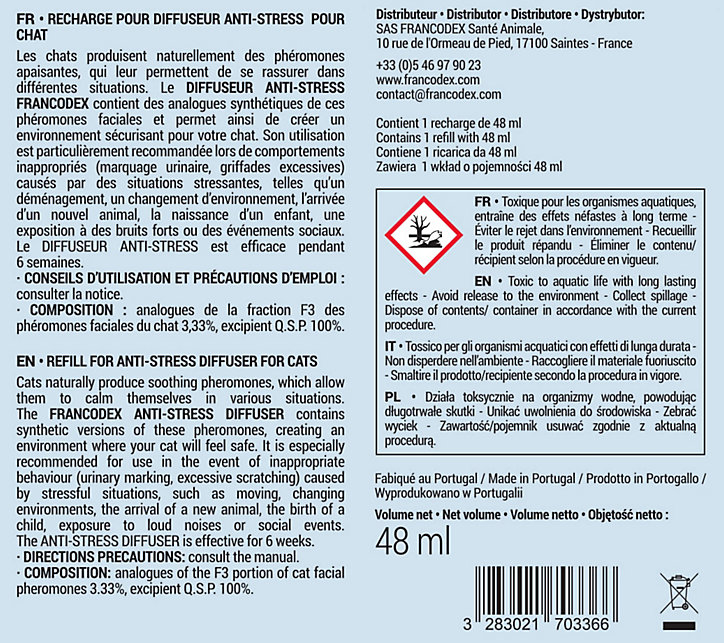 Recharge diffuseur antistress 48 ml, Francodex