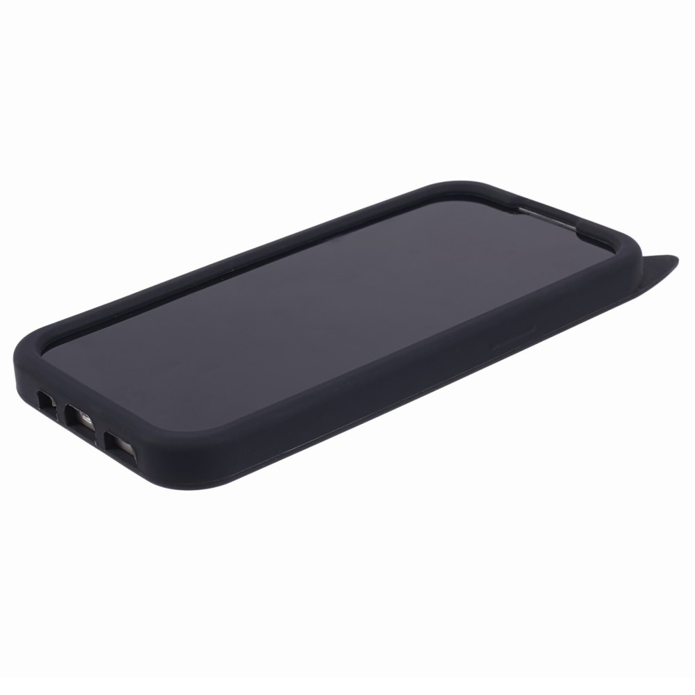 iPhone 14 3D Silikon Case Hülle mit Süssen Katzenohren - Schwarz
