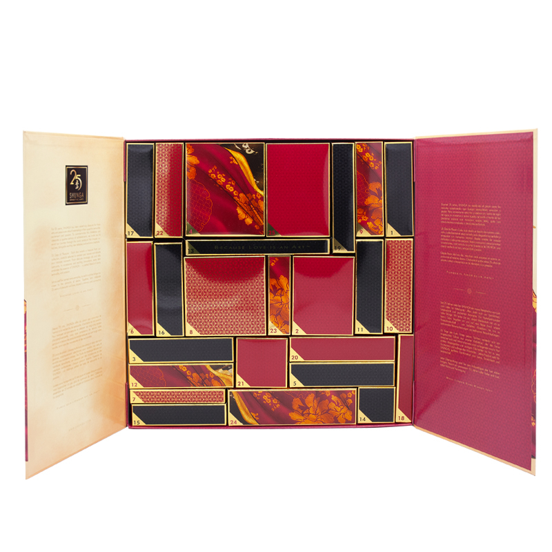 (38x38.5cm) Erotik Adventskalender Geschenk Weihnachts Kalender mit Massage Öl / Accessoires / Gleitgel für Erwachsene - Desire
