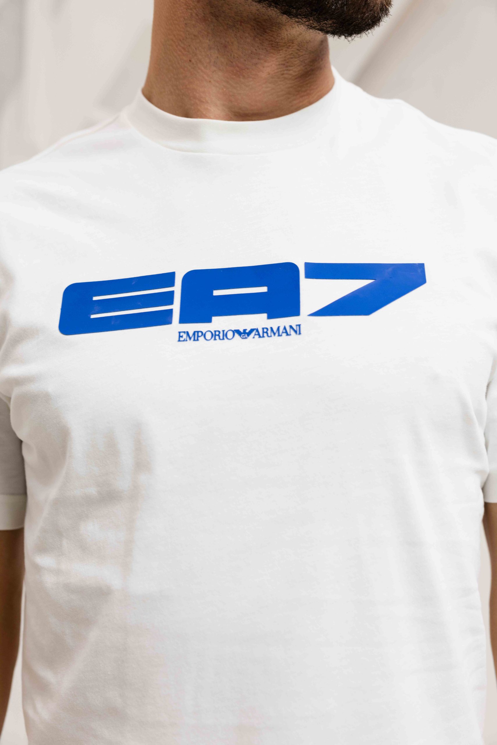 EA7 Emporio Armani 7M000163 T-Shirt Heren Wit/Blauw