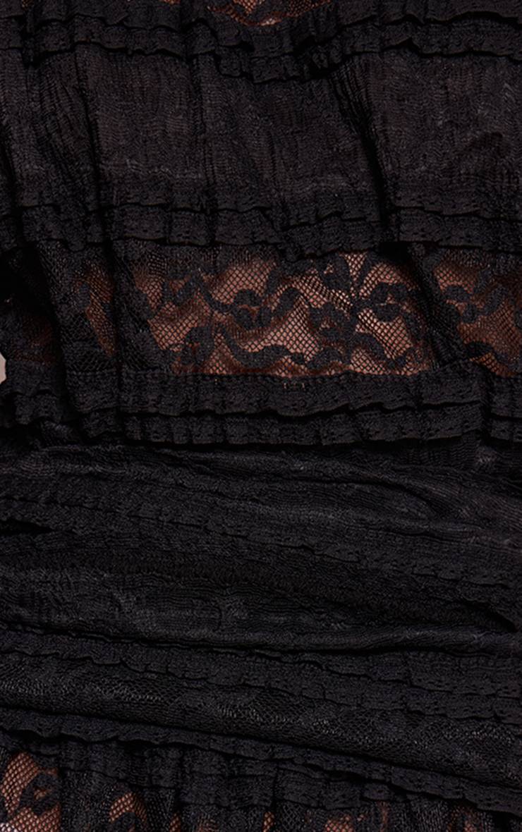 Noir Robe Droite Courte En Dentelle À Encolure Bateau