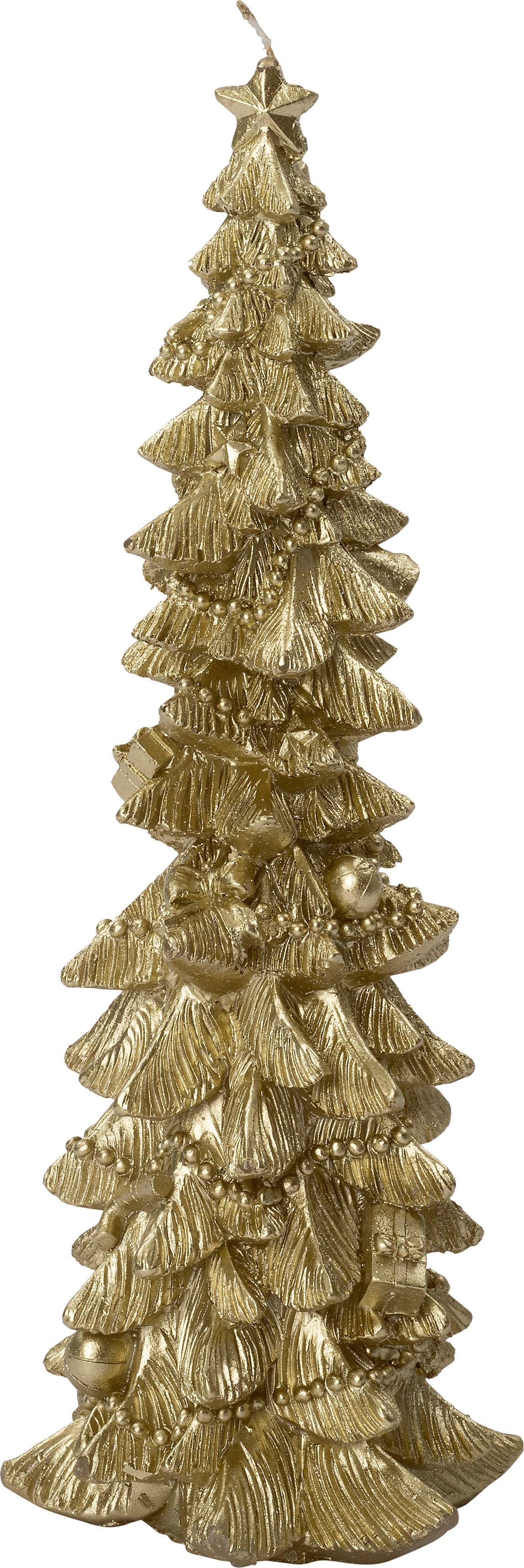 Intratuin stompkaars Kerstboom goud 12 uur D 12,5 H 30,5 cm