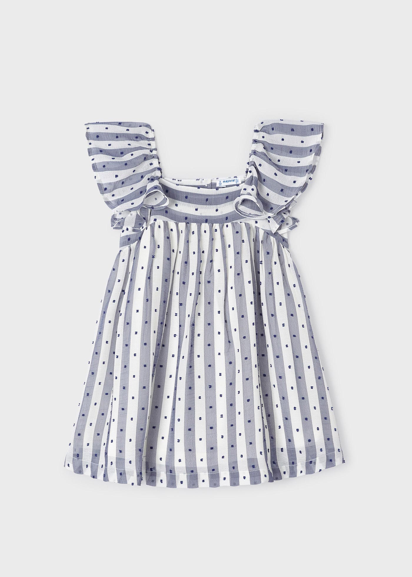 Vestido fluido com listras de bolinhas para meninas