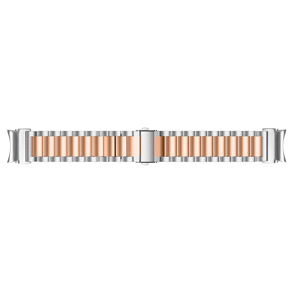 Samsung Galaxy Watch 7 (44mm) Edelstahl Armband mit Doppel Butterfly-Verschluss (Gelenkumfang: 240 mm) - Silber / Roségold