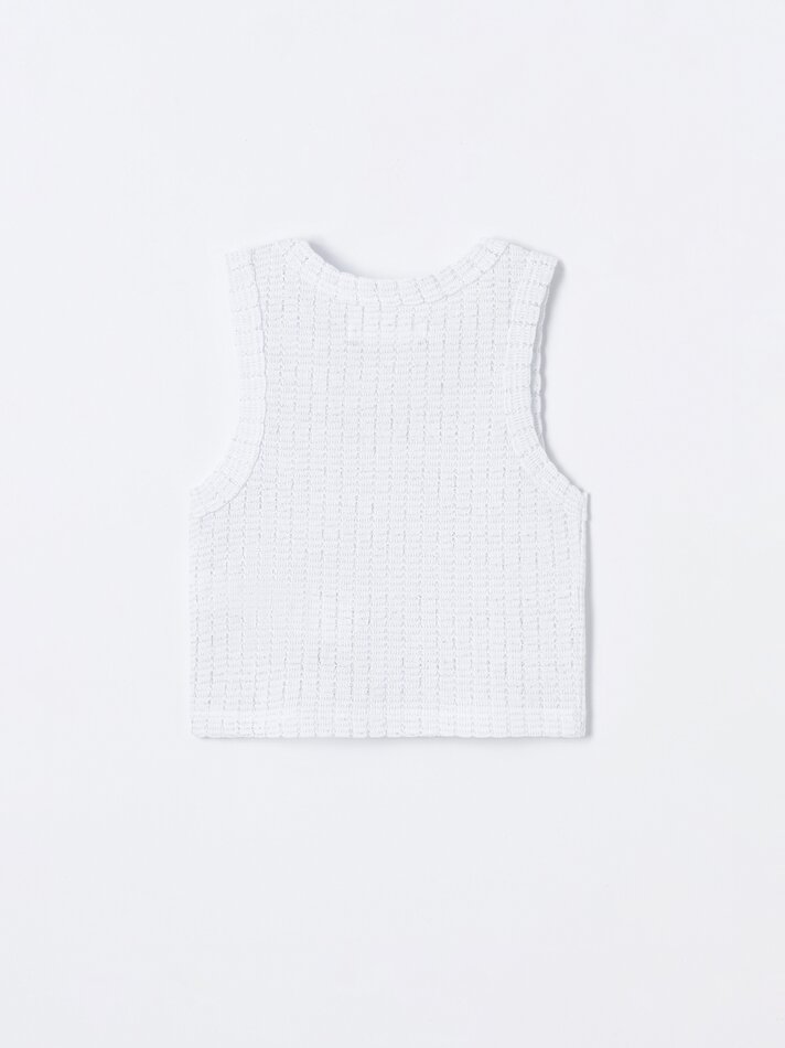 Top de malha brilhante - Branco