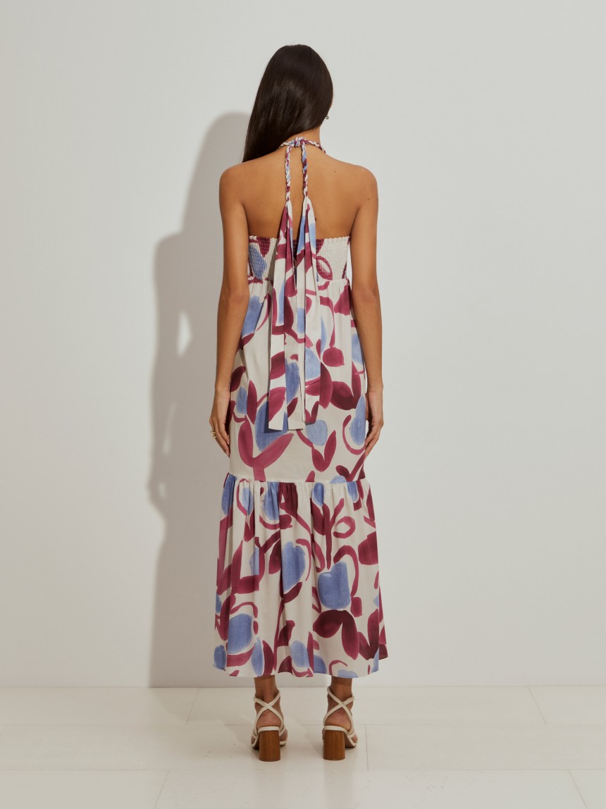 Vestido comprido estampado floral