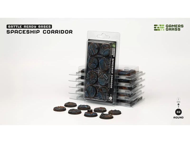 GamersGrass Spaceship Corridor round 32 mm (x8) Hochwertige Bases für den Miniaturenbau