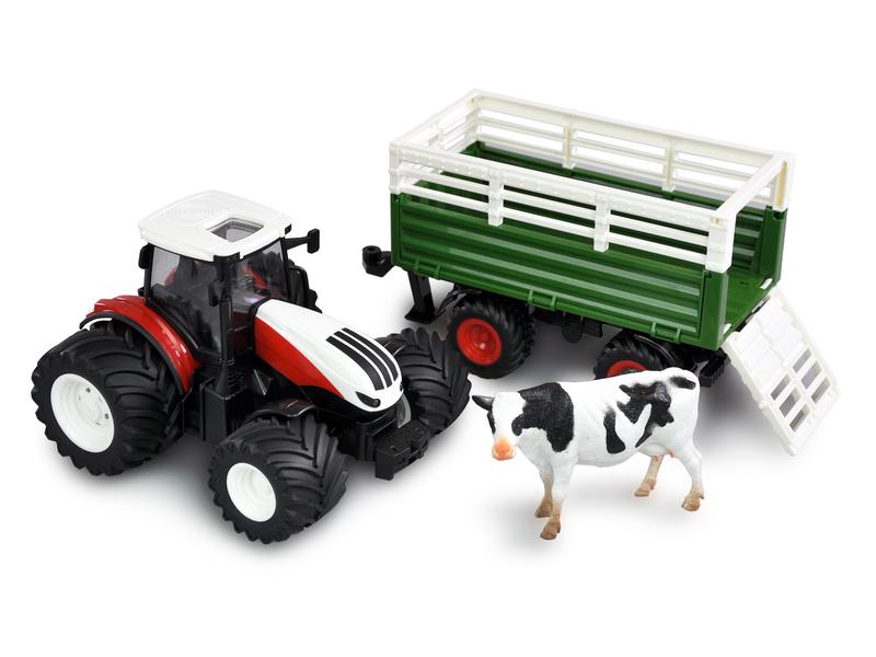 Amewi Traktor mit Viehtransporter RTR, 1:24 Ferngesteuerter Traktor mit Licht und Sound