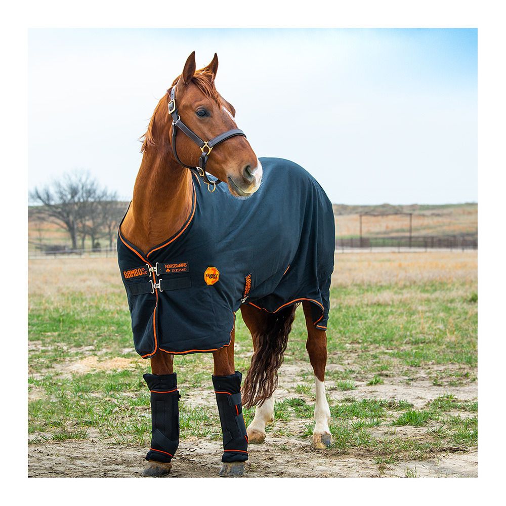 Horseware RAMBO IONIC STABLE SHEET - Chemise polaire black/black/orange stripe