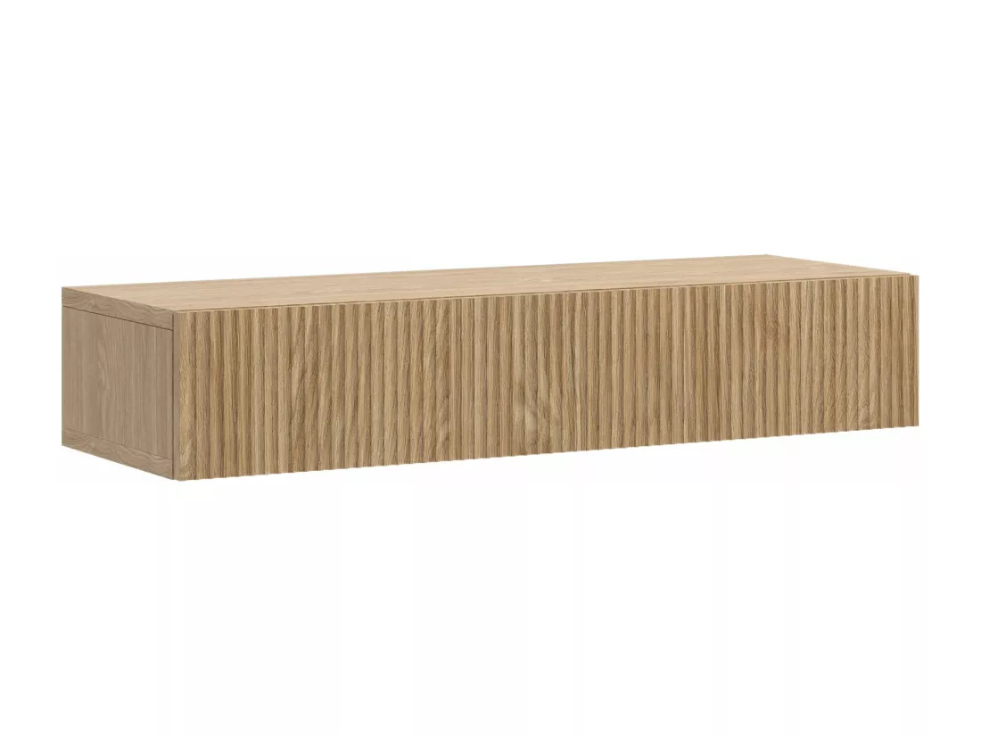 Console - 90 cm - avec tiroirs - suspendu - aspect chêne - NOLIE