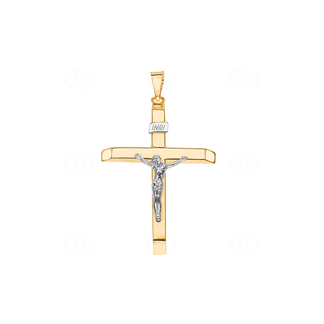 Anhänger 750/18 K Gelbgold Kreuz mit Jesus 37 x 25mm