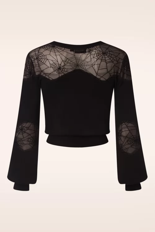 Vixen Spiderweb mesh sweater in zwart