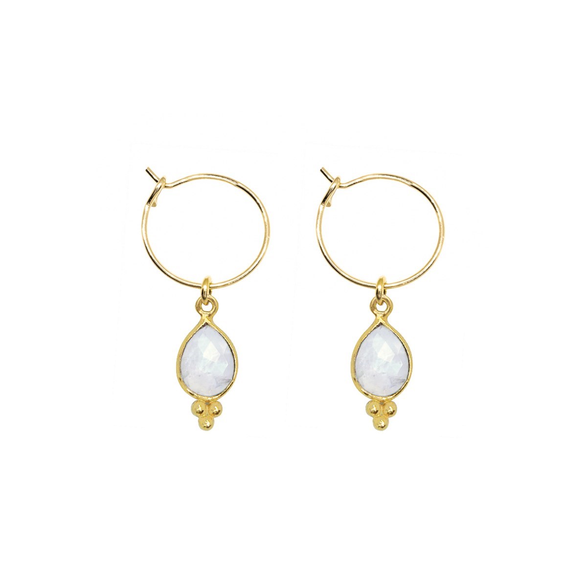 Boucles pierre de lune dorées à l'or fin 24k NEW DELHI