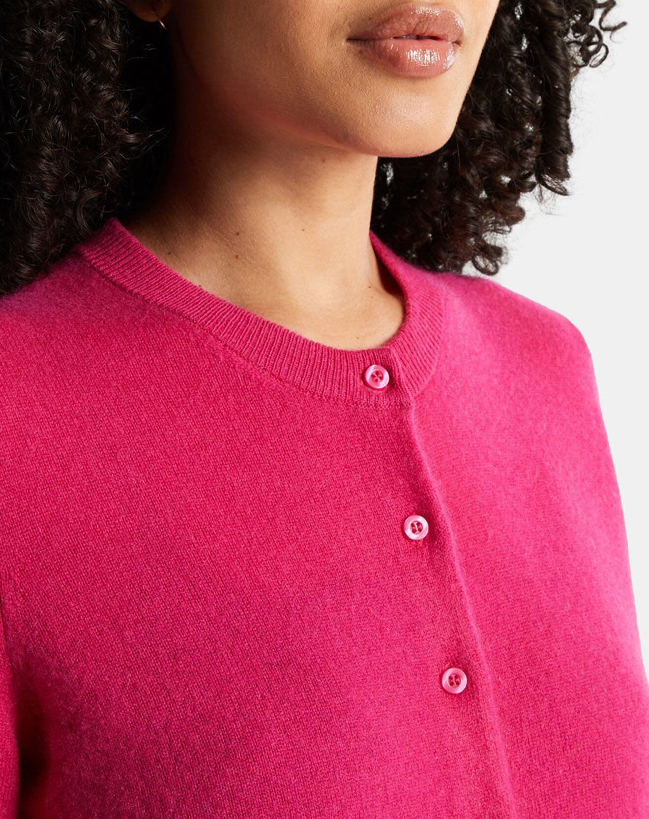 Galeries Lafayette Cardigan 100% Cachemire Zacao col rond rose