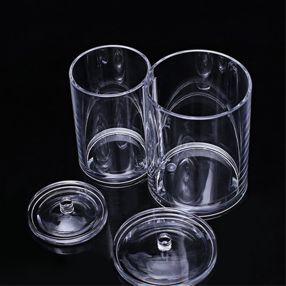 (Ø8cm / Ø6cm) Acryl Beauty Make Up Organizer Aufbewahrungsbox mit Deckel - Transparent