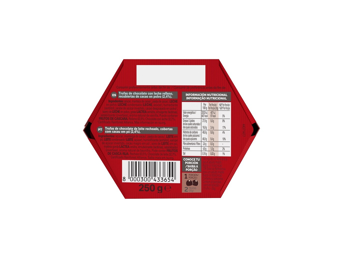 BOMBONS CAJA ROJA TRUFAS CHOCOLATE LEITE 250G