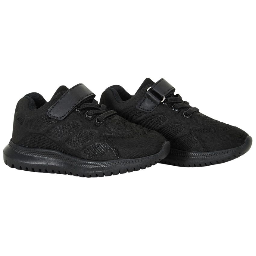 Baskets de sport avec lacets et scratch pour garçon - Noir