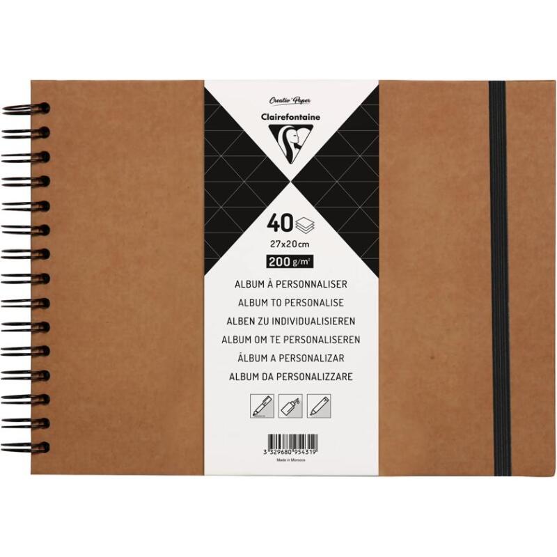 Album à personnaliser de 40 feuilles 200g/m2 au format 27x20cm - Kraft