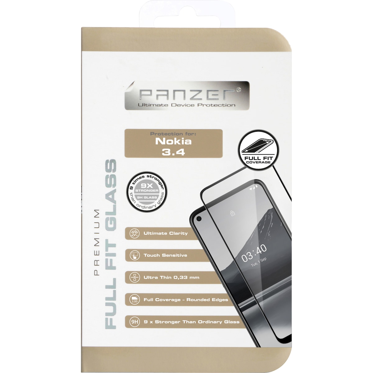 Panzer Full-Fit Nokia 3.4/5.4 skjermbeskytter (sort)