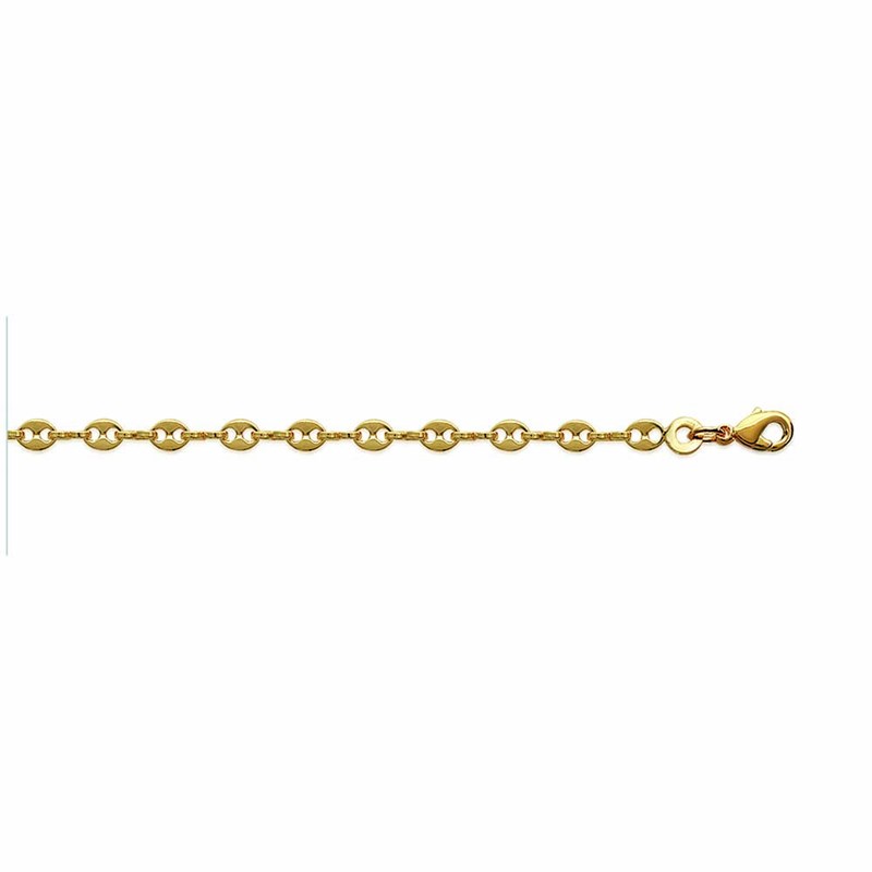 Chaine Mixte - Plaqué Or - Chaîne grain de café - Largeur : 2 mm - Longueur : 45 cm