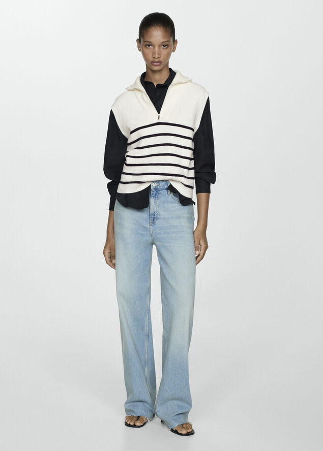 MANGO Knitted gilet with zip Navy