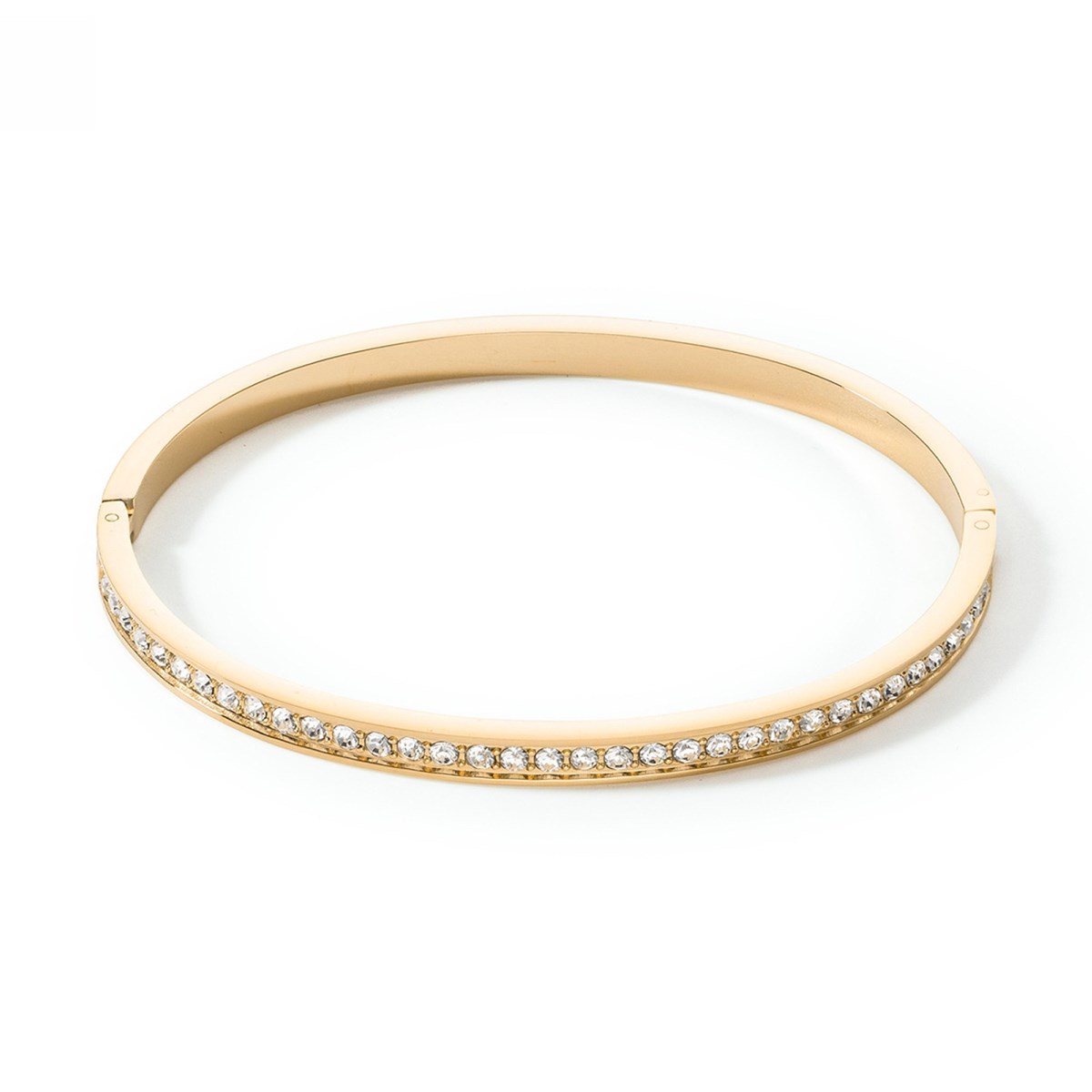Bracelet jonc Coeur de Lion acier doré cristauxtaille 19