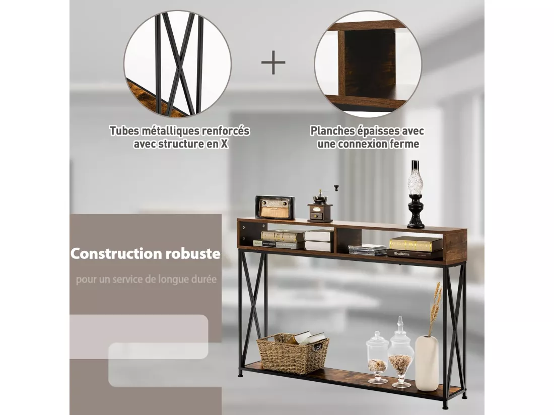Table console de style industriel 120 x 23 x 79 cm