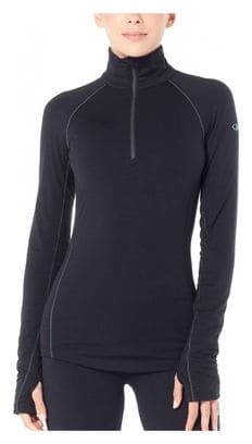 Maillot Manches Longues Femme Icebreaker 200 Zone Half Zip Noir