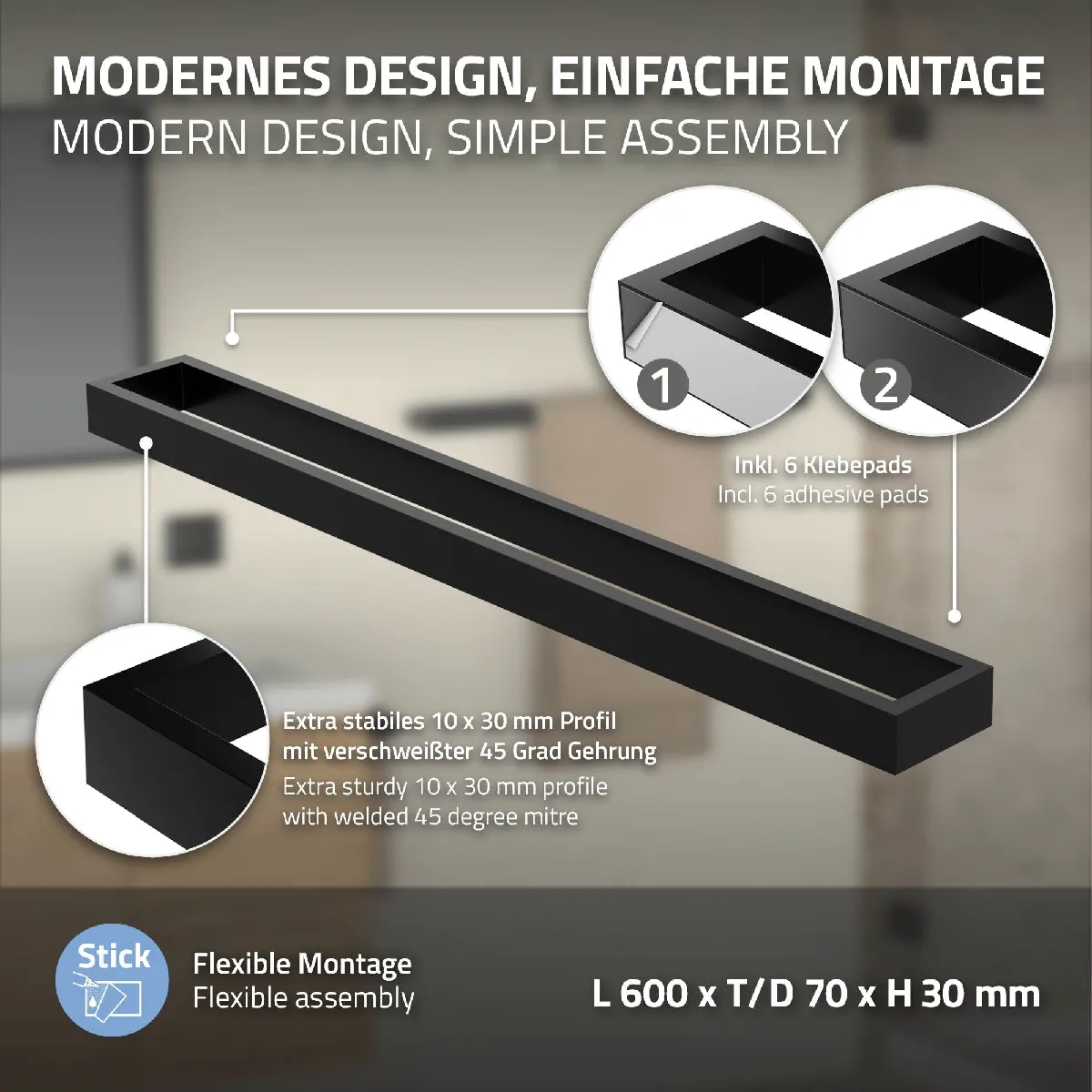 ML-Design porte-serviettes adhésif