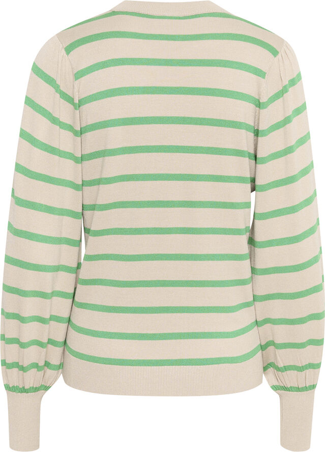 Kaffe KAmala Stripe Knit Pullover Feather gray melange/green