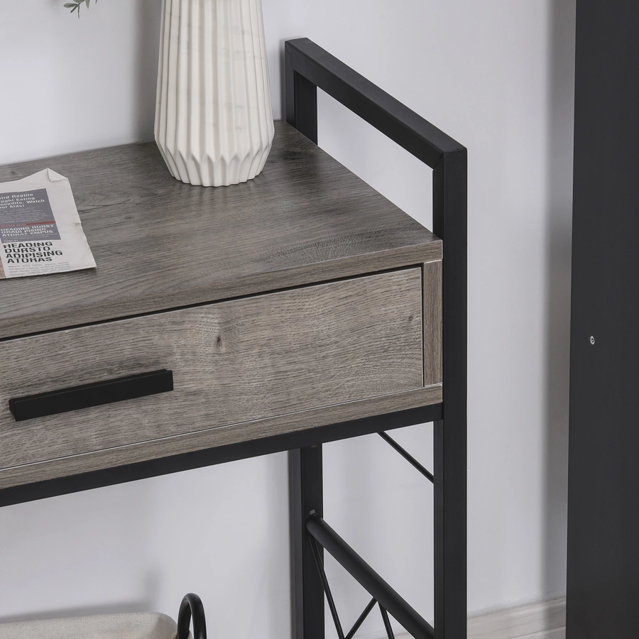 HOMCOM Mobiler Beistelltisch mit Schublade grau
