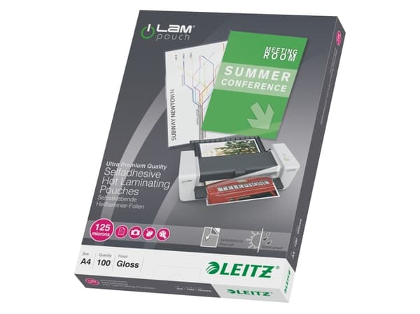Leitz - Glanset - A4 (210 x 297 mm) lamineringspunger med klebebakside