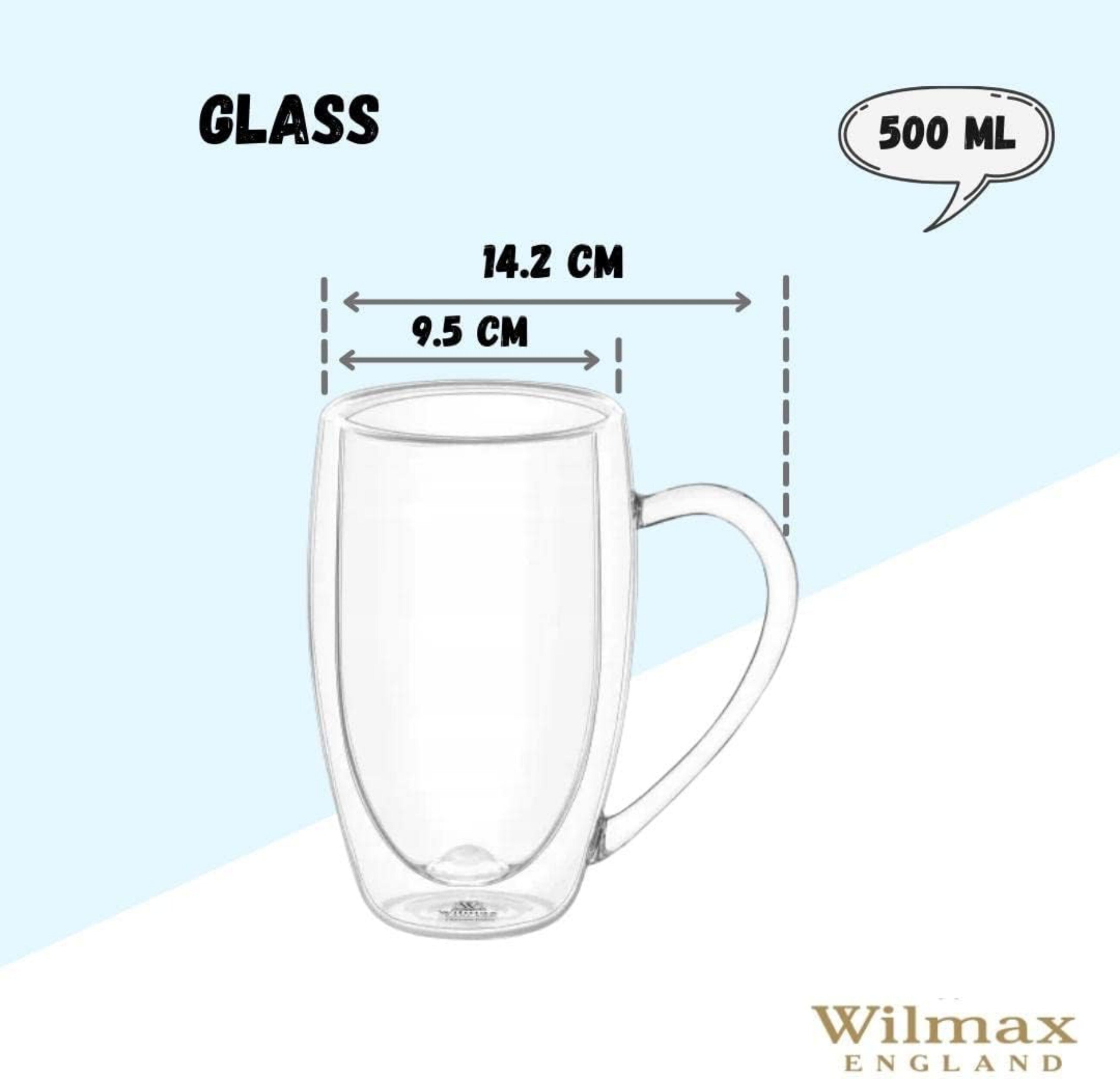 Doppelwandige Thermogläser mit Henkel, 6er-Set, 500 ml, Gläser Set, Kaffeegläser