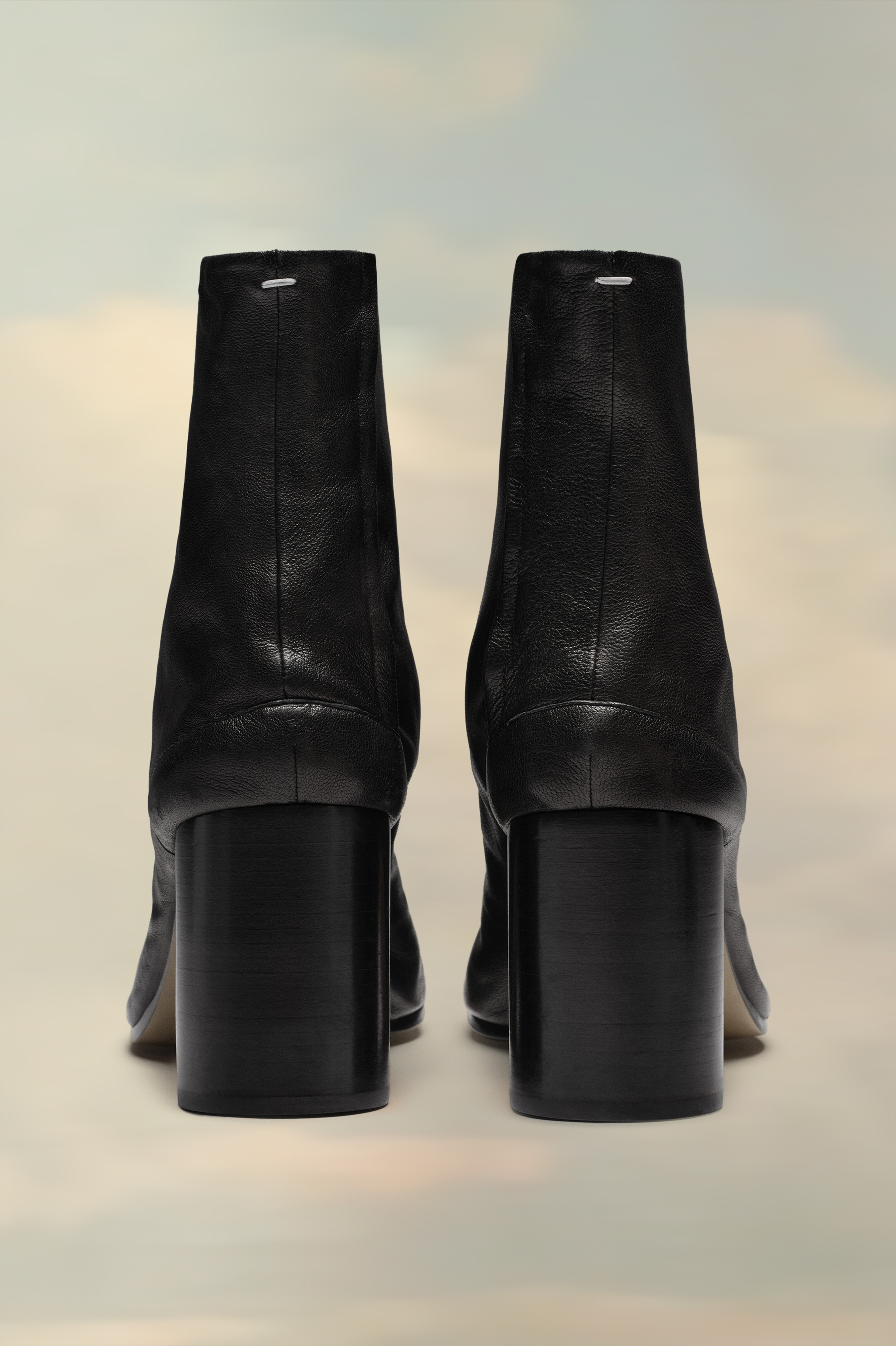 Tabi Bottines en Cuir Noir Noir