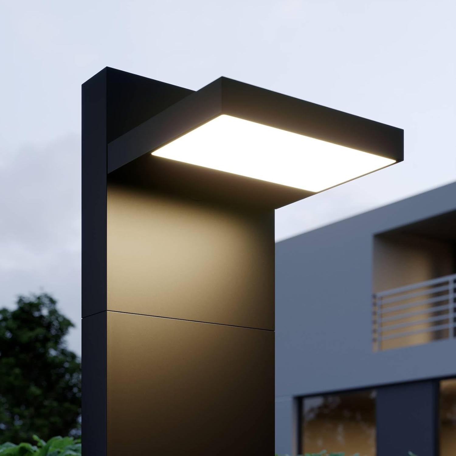 Lucande LED Außenleuchte Silvan (Modern) in Schwarz aus Aluminium (1 flammig,) - Wegeleuchte Pollerleuchte Wegelampe Sockelleuchte