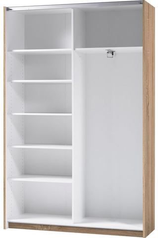 Licht-Eikenstructuur - Kastonderdeel - Zilverkleurige Grepen - Wit Binnendecor