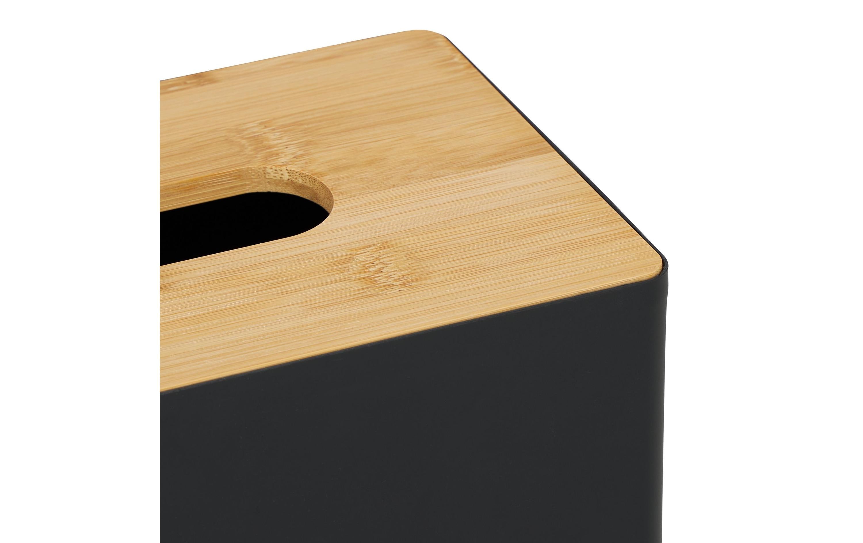 Kosmetiktuchbox mit Bambusdeckel Nature/SchwarzTücherbox