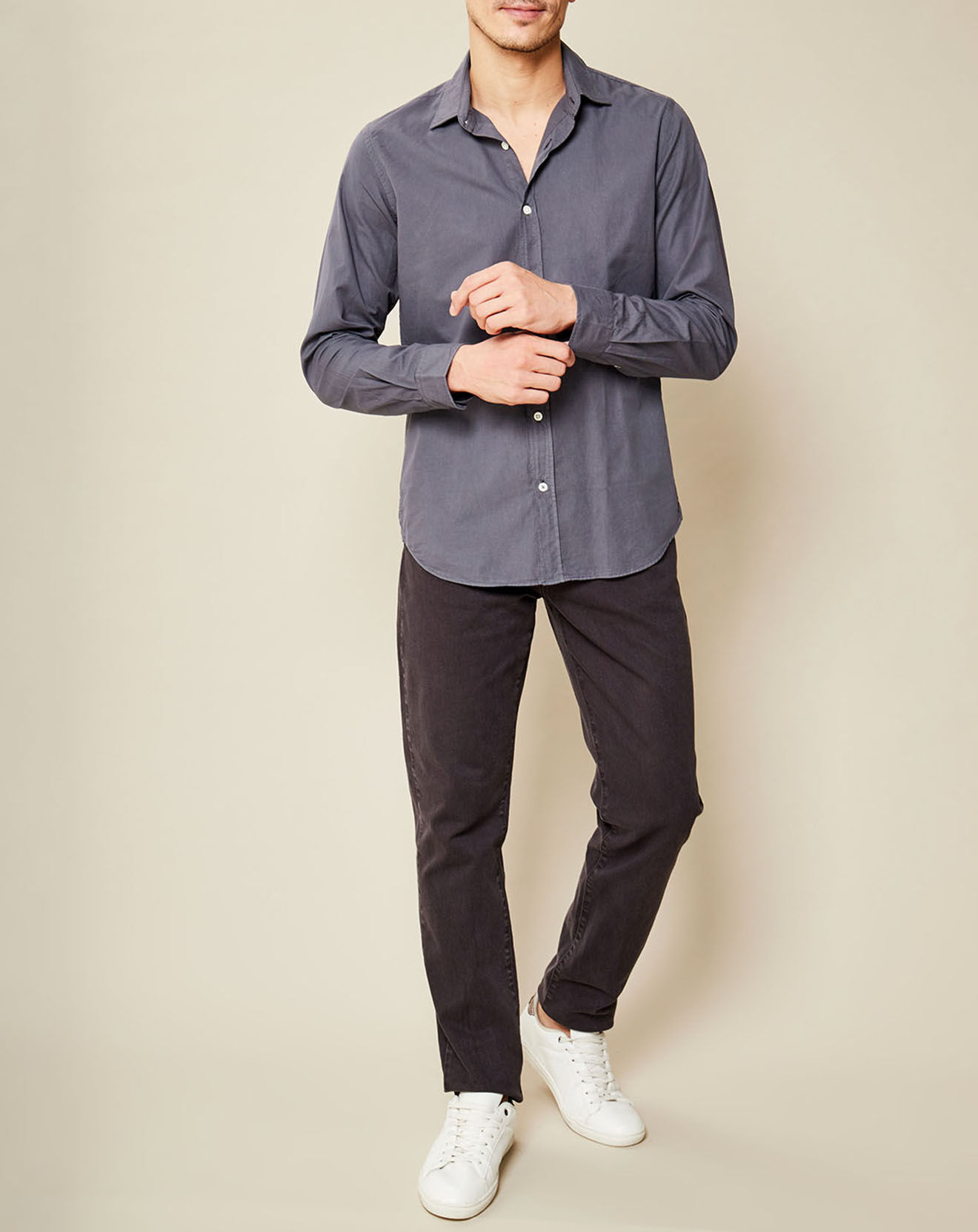 Hartford Chemise Slim Sammy Pat gris