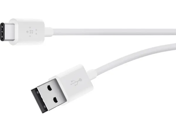 Belkin BoostCharge - USB-kabel - 24 pin USB-C (han) til USB (han) - 3 m - hvid