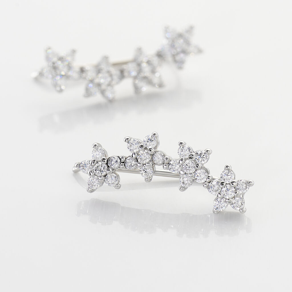 Boucles D'oreilles Grimpantes Sohalia Argent Blanc Oxyde De Zirconium