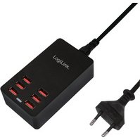 Boîtier de chargement USB, 6 ports, 32 Watt, noir