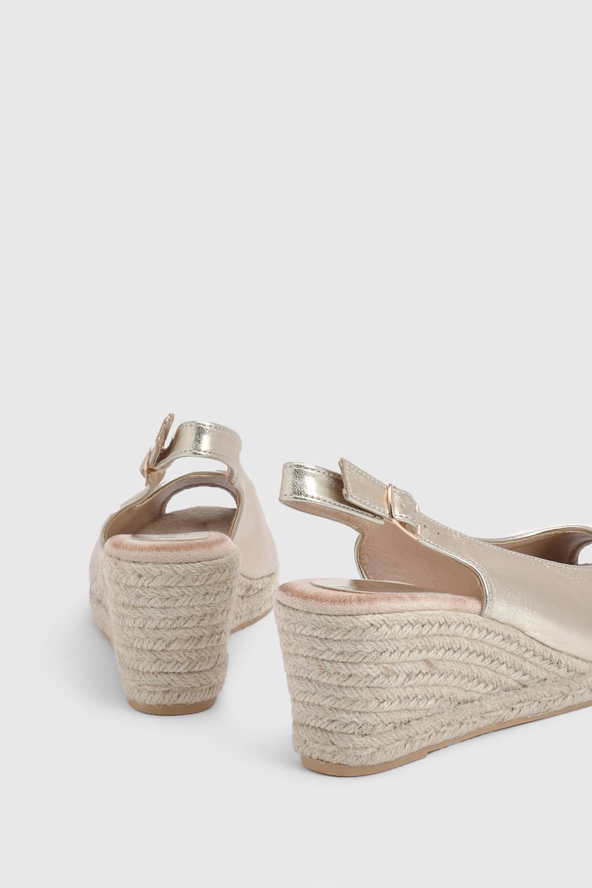 Wallis Sandales Compensées Espadrilles Josie À Bout Ouvert Et Bride Arrière En Synthétiquecuir Métallisé Talon Moyen