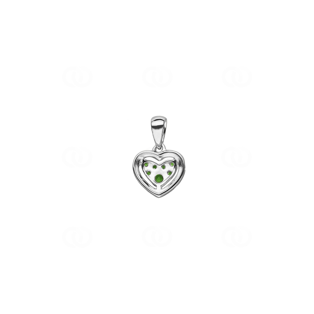 Herzanhänger 750/18 K Weissgold mit grünen Granaten & Diamanten 0.08 ct H/si