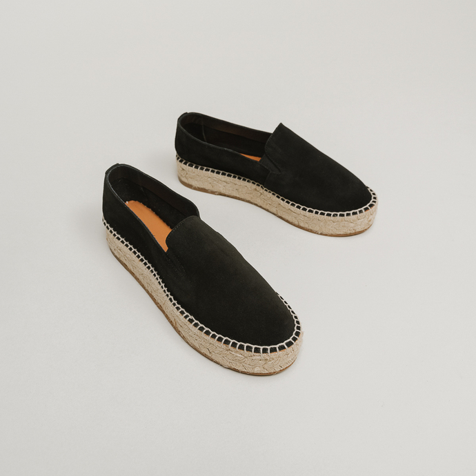 Espadrilles compensées  en croute noir