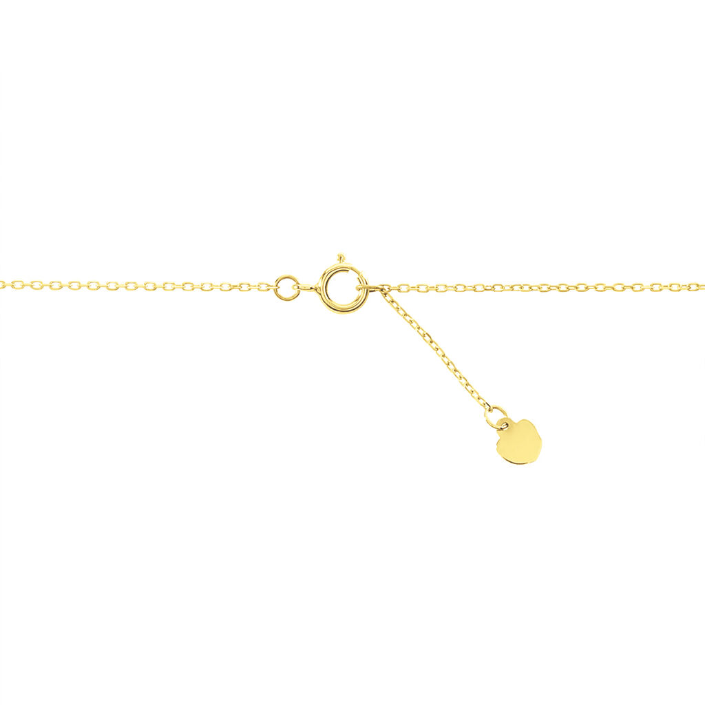Collier Coeur Droit Or Jaune Oxyde De Zirconium